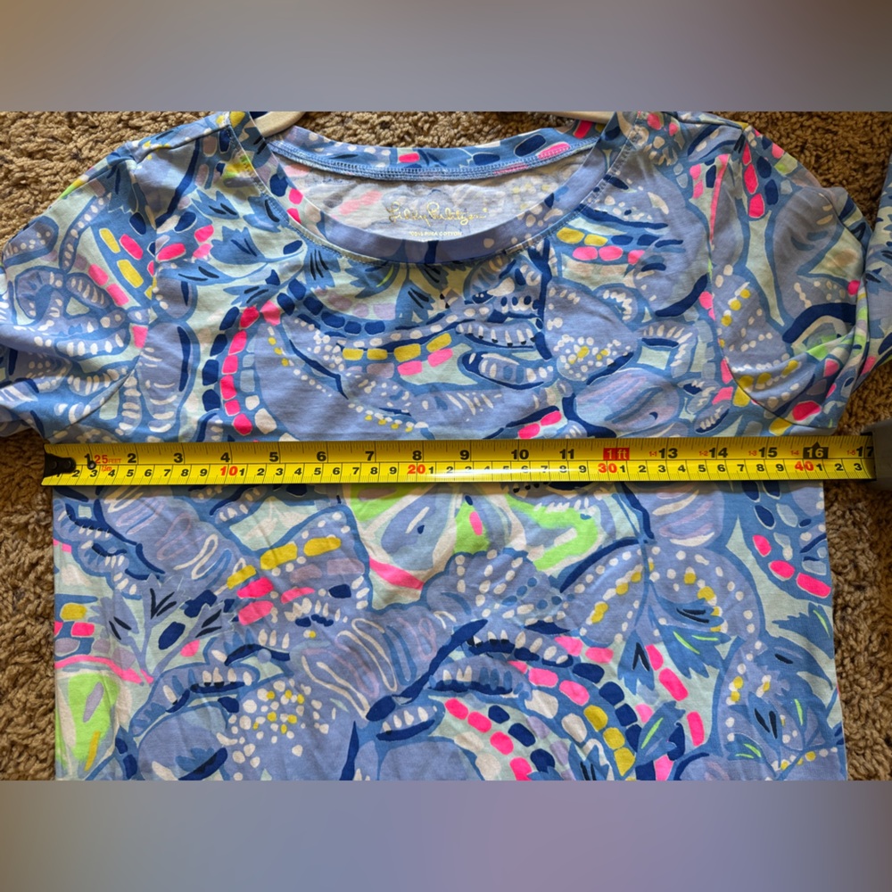 Lilly Pulitzer Blue Printed Dress XS – 100% Pima Cotton - Picture 5 of 6